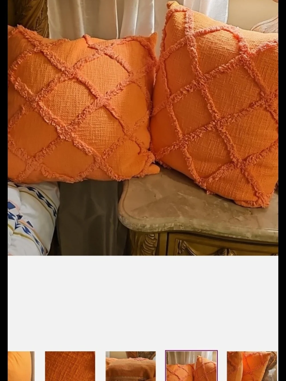 Brand New Set Of 2 18x18 Neon Orange Pillows